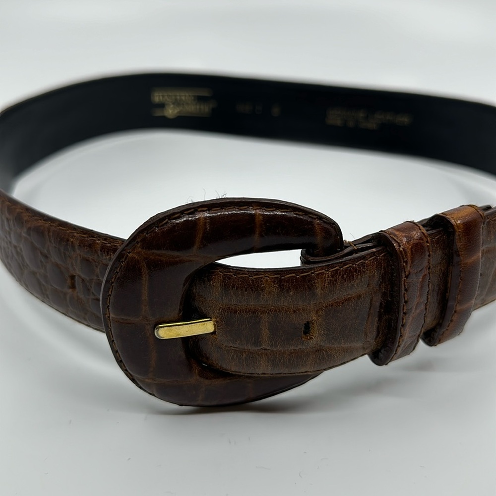 Hasting & Smith brown embossed genuine leather belt, Sz Small
